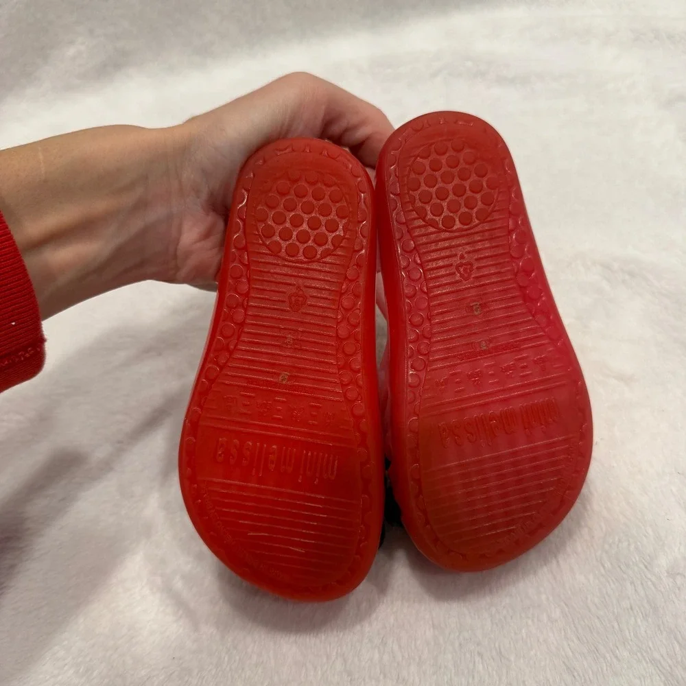 Mini Melissa Red Jelly Sandals‎ Popsicle Charm Buckle Strap Kids Size 8